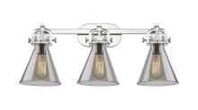 Innovations Lighting 410-3W-PN-G411-7SM - Newton Cone - 3 Light - 27 inch - Polished Nickel - Bath Vanity Light