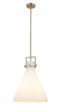 Innovations Lighting 411-1SL-BB-G411-16WH - Newton Cone - 1 Light - 16 inch - Brushed Brass - Cord hung - Pendant