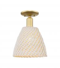 Innovations Lighting 716-1C-SG-NBD-9-NAT - Bristol Natural - 1 Light - 6 inch - Satin Gold - Semi-Flush Mount