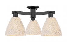 Innovations Lighting 716-3F-BK-NBD-75-NAT - Bristol Natural - 3 Light - 6 inch - Matte Black - Semi-Flush Mount