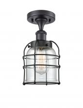 Innovations Lighting 916-1C-BK-G52-CE - Bell Cage - 1 Light - 5 inch - Matte Black - Semi-Flush Mount