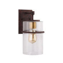Eglo Canada 204544A - 1 LT Outdoor Wall Light w/ Rust Color Finish w/ Gold accent & Clear Seeded Glass