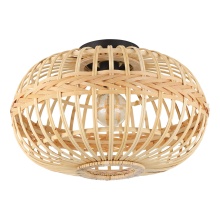 Eglo Canada 206083A - 1 LT Ceiling Light w/ Black Finish and Natural Wood Shade