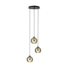 Eglo Canada 39685A - 3 LT Round Cascade Pendant w/ Black Finish & Gold Smoked Glass Shades